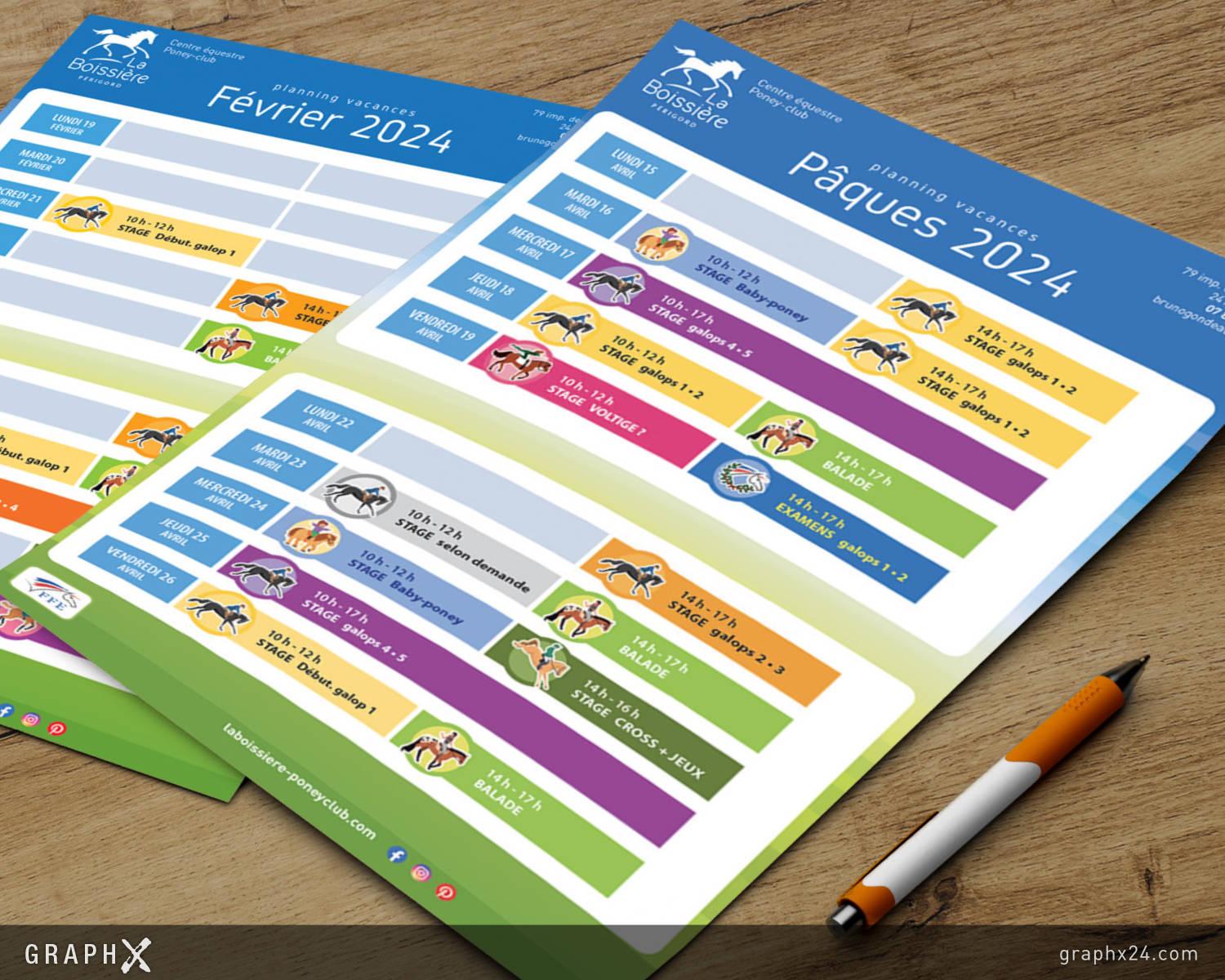 Plannings stage équitation