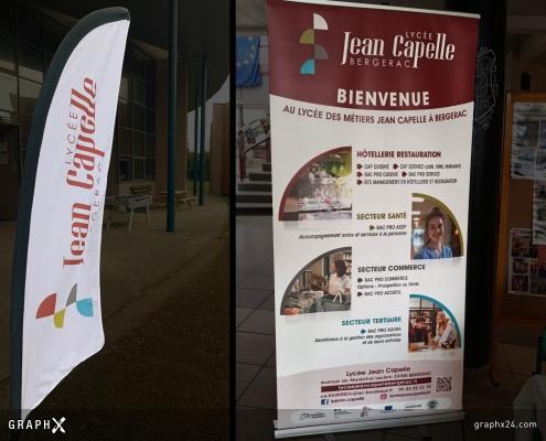 Drapeaux et roll-up pour un lycée professionnel à Bergerac